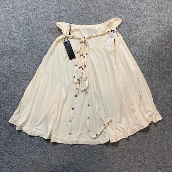 Hurley Skirt Womens XS Extra Small Ivory Pull On Grommet Belt Flowy Lightweight - Picture 2 of 13